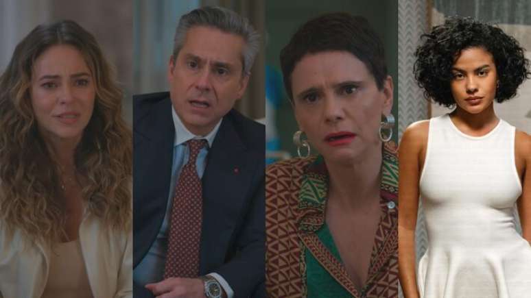 Heleninha (Paolla Oliveira), Marco Aur&eacute;lio (Alexandre Nero), Celina (Malu Galli) e F&aacute;tima (Bella Campos) est&atilde;o na lista de suspeitos do assassinato de Odete Roitman (Debora Bloch)