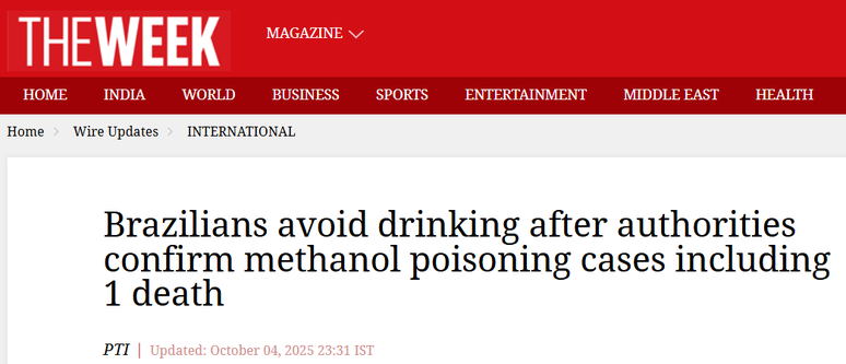 The Week repercute crise de bebidas contaminadas no Brasil