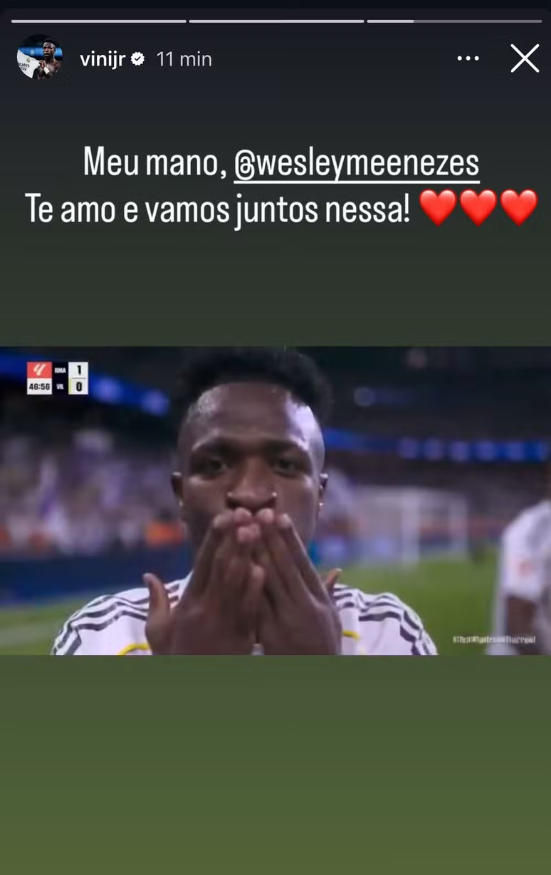 Publicação feita pelo jogador esclareceu para quem foi o gesto