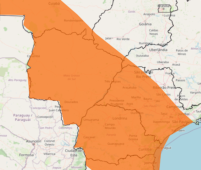Instituto Nacional de Meteorologia (INMET) emitiu um alerta laranja para perigo de declínio térmico em estados do Centro-Oeste, Sul e Sudeste
