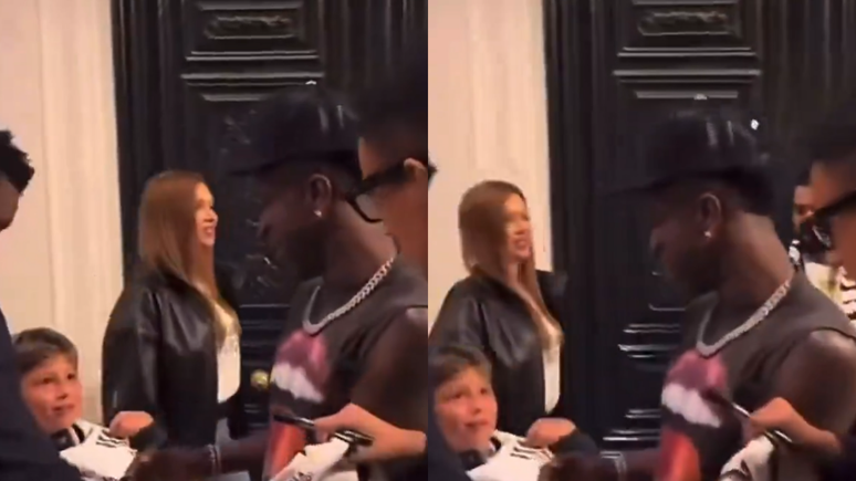 The video shows Vini Jr. who leaves a stadium accompanied by Virginia Fonseca