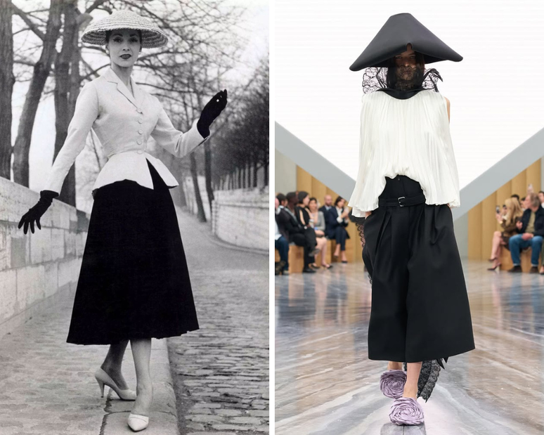 Tailleur Bar criado por Dior 1947, revistado por Jonathan Anderson (Fotos: Reprodução/Instagram/@dior)