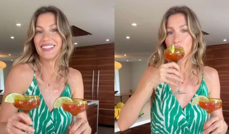 O drink favorito de Gisele Bündchen: essa receita sem álcool leva limão, framboesa e manjericão, é saudável e ajuda a refrescar em dias quentes.