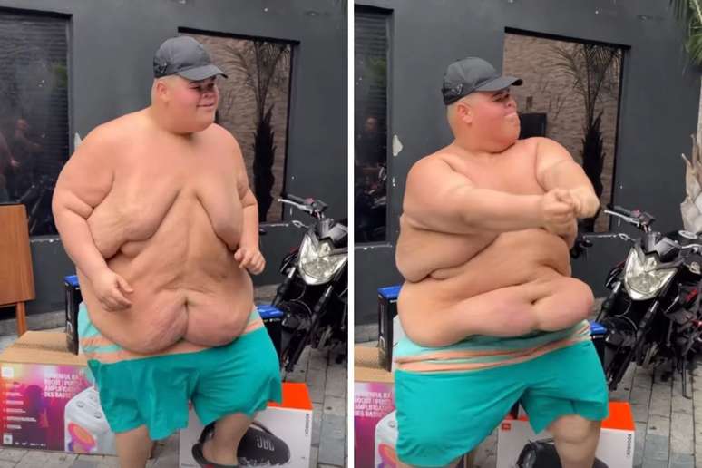 Gordão da XJ dança sem camisa após perder 113 kgs