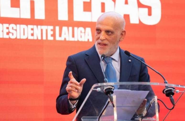 Foto : Reprodução / X.com @TebasJavier - Legenda: Javier Tebas, presidente da LaLiga confirmou a partida entre Villarreal e Barcelona nos Estados Unidos