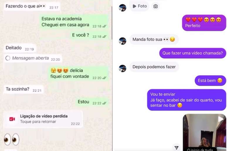 Day Magalhães e Vini trocam mensagens no WhatsApp |  Day Magalhães e Vini trocam mensagens no Instagram