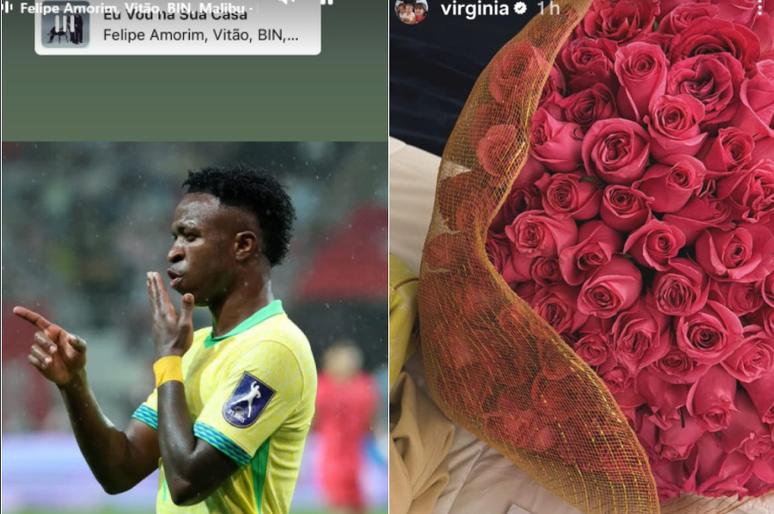 Vini Jr. releases a song about roses and Virginia receives flowers and a message afterwards
