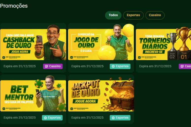 Jogo de Ouro tem bônus e promoções periódicas
