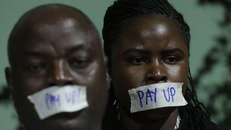 Na COP29, ativistas protestaram por mais financiamento clim&aacute;tico de pa&iacute;ses ricos para na&ccedil;&otilde;es em desenvolvimento