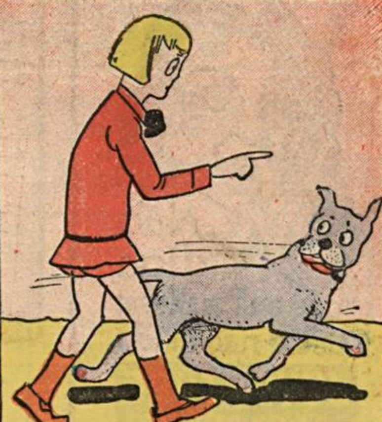 O personagem Chiquinho e seu cão, em imagem de 1940
