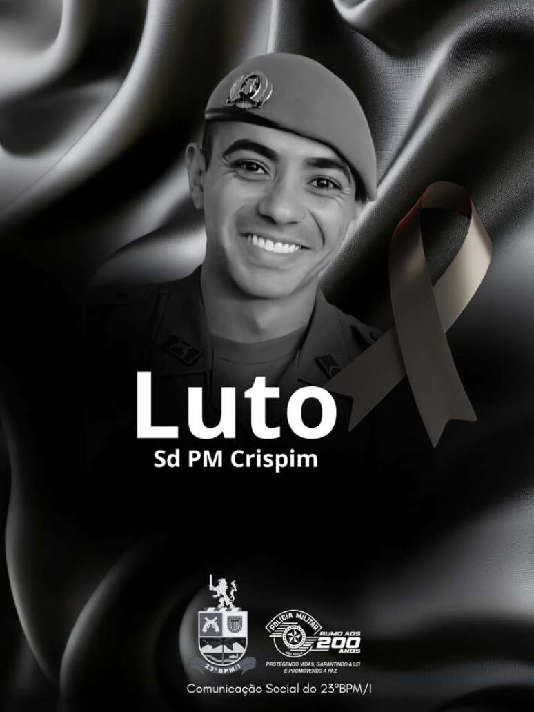 A PMSP divulgou imagem em homenagem ao soldado Crispim