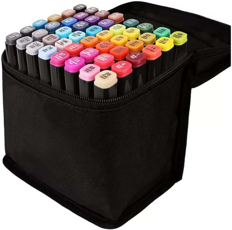 Canetinha Ponta Dupla para Colorir Kit Estojo de Canetas