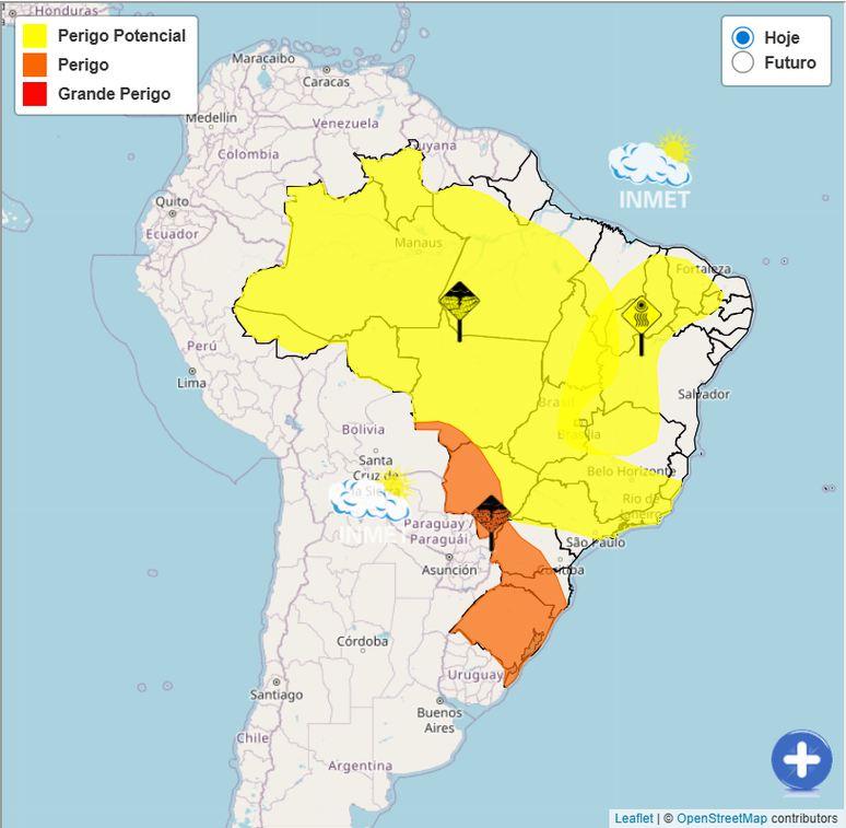 Inmet emite alerta laranja para chuva e ventos intensos em SP e outras regiões do Brasil