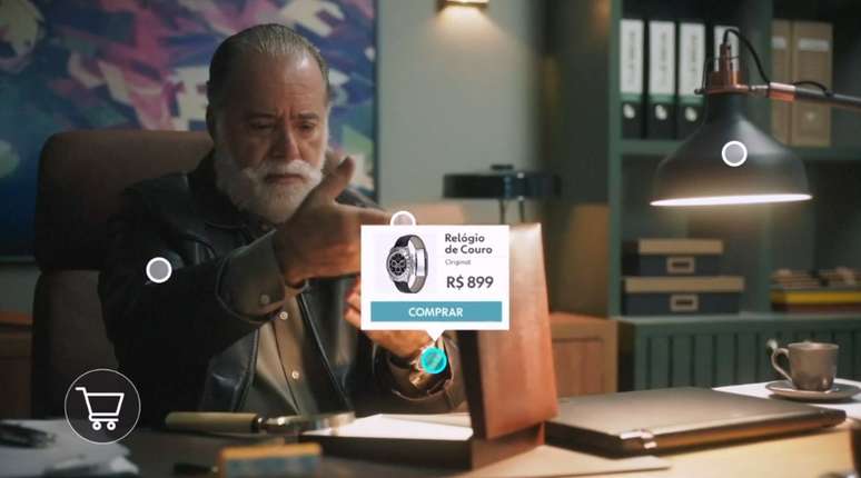 O exemplo mostrado na Globo: vai dar para comprar quase tudo o que aparecer em destaque na tela