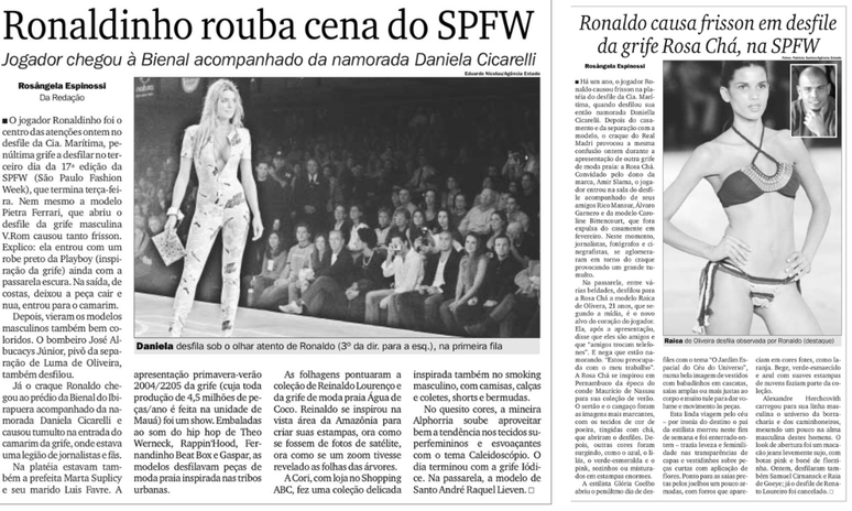 Daniella Cicarelli, em 2004, e Raica Oliveira, em 2005, com Ronaldo na plateia (Fotos: Reprodução)