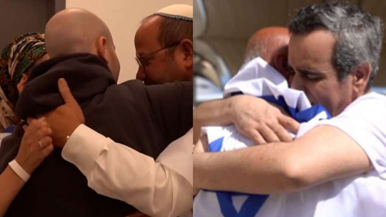 As Forças de Defesa de Israel divulgaram vídeos nesta segunda-feira, 13, mostrando os momentos em que reféns reencontraram suas famílias