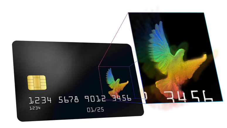 Bank card holograms help prevent counterfeiting and protect our money Bank card holograms help prevent counterfeiting and protect our money