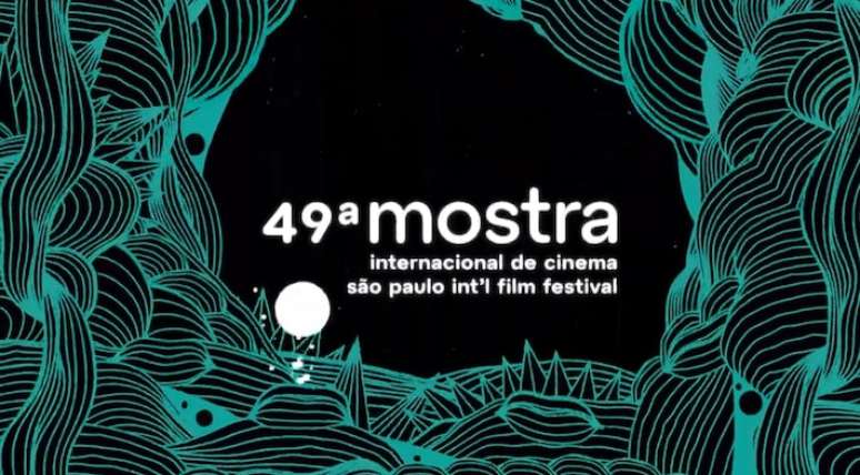 Imagem com identidade visual da 49.ª Mostra Internacional de Cinema de São Paulo; programação traz lista com 373 filmes, incluindo 'O Agente Secreto'