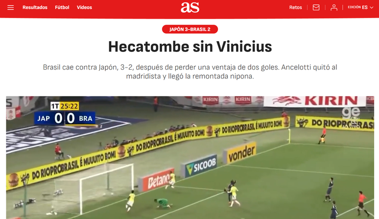 As repercute derrota do Brasil para o Japão em amistoso em Tóquio