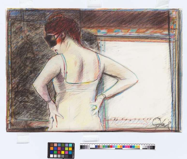 Darel Valen&ccedil;a Lins. Sem T&iacute;tulo. 1964_Pastel oleoso sobre papel. Obra presente na exposi&ccedil;&atilde;o 'Tra&ccedil;ados do Mundo &ndash; Desenhos na Cole&ccedil;&atilde;o Santander Brasil em di&aacute;logo com Andr&eacute; Severo', no Farol Santander.