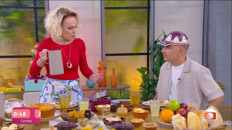 Ana Maria Braga e João Gomes no Mais Você (Reprodução/TV Globo)