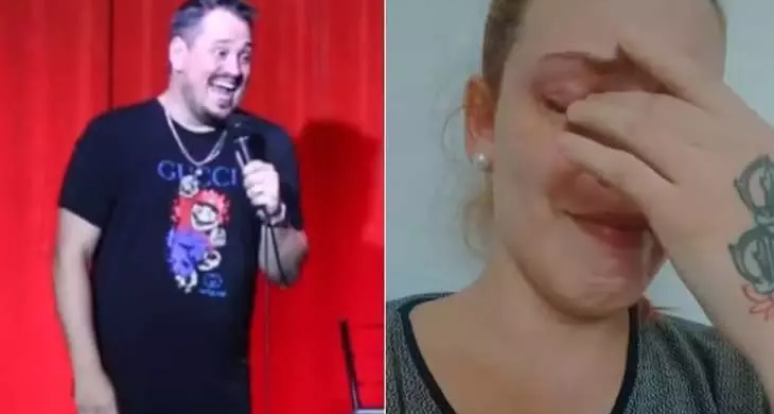 À esquerda o humorista Marcelo Duque; à direita a participante de reality Ana Bianca Sessa, que publicou vídeo chorando após piada