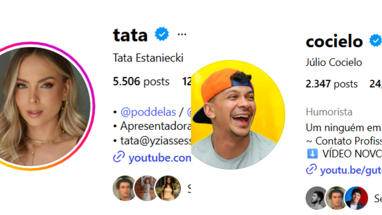 Tata Estaniecki e J&uacute;lio Cocielo com os nomes de solteiros no Instagram