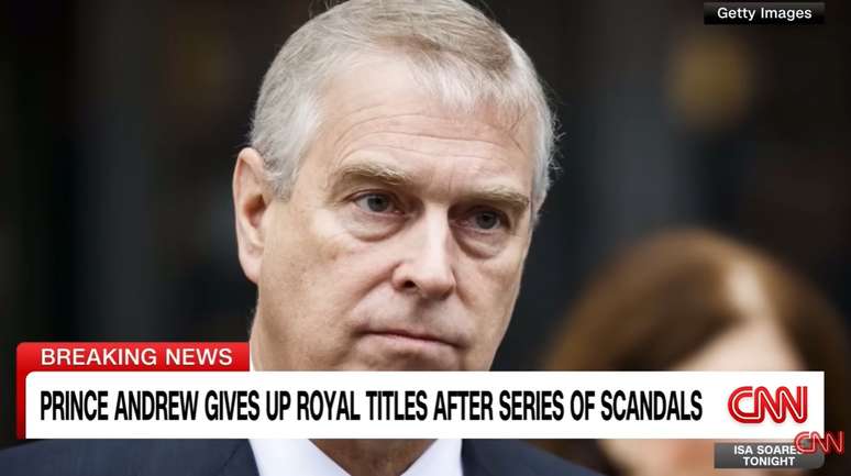 All major television channels, such as CNN, reported the loss of Andrew's titles All major television channels, such as CNN, reported the loss of Andrew's titles