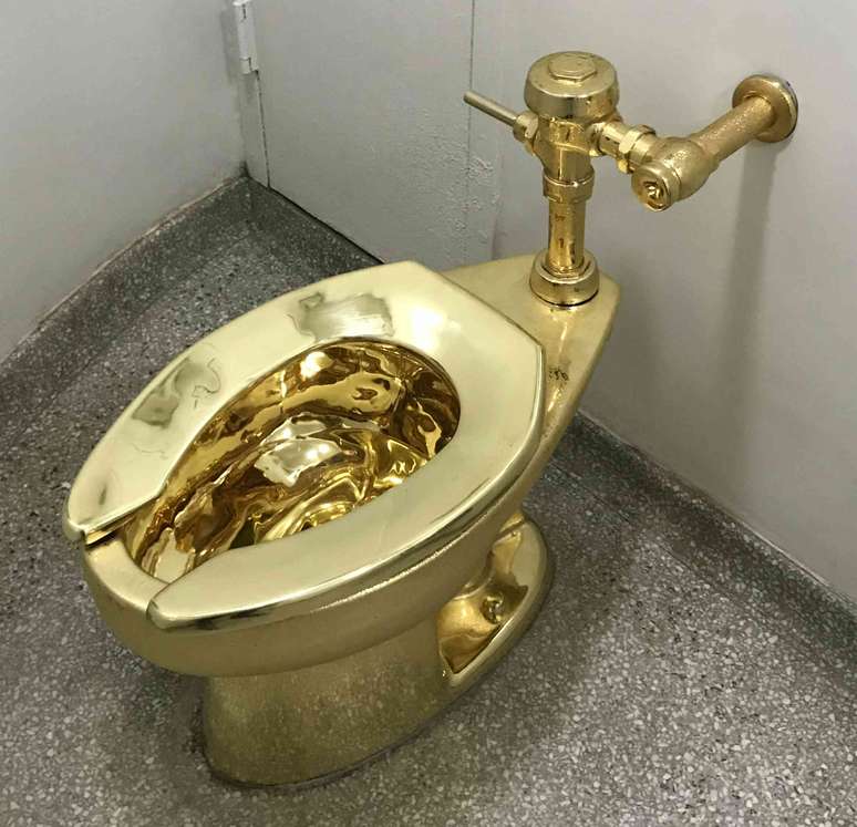 A golden toilet.