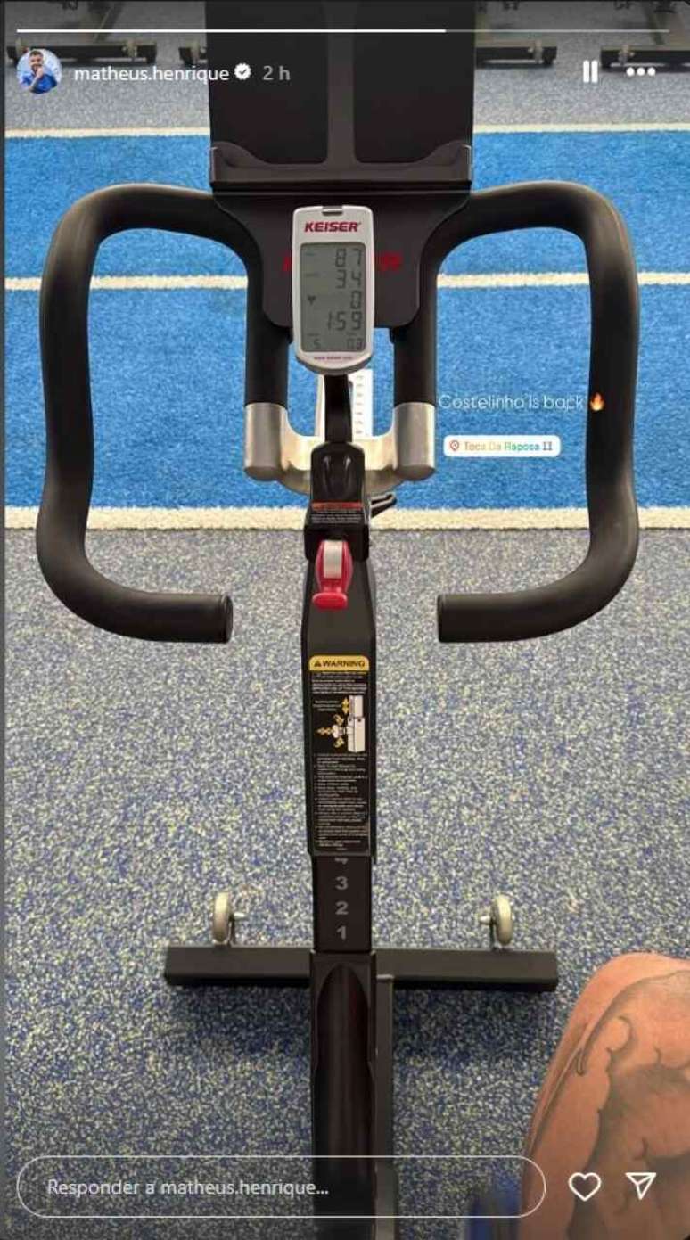 Matheus Henrique treinou na academia na Toca da Raposa &ndash;