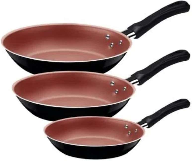 Tramontina JOGO FRIGIDEIRAS 3PCS CARIBE PRETO