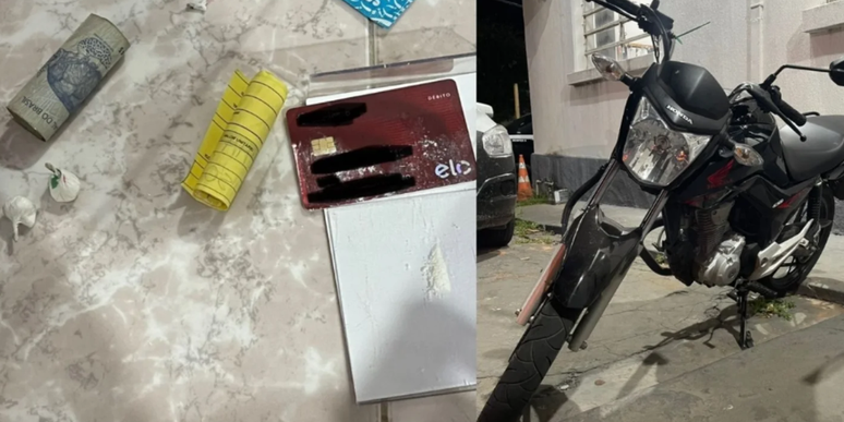 Segundo a PM, foram apreendidas com o suspeito porções de cocaína 