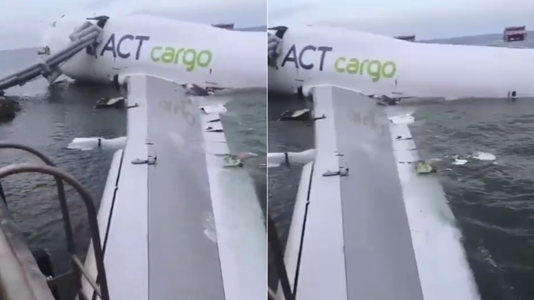 Cargo plane crashes into sea while landing at Hong Kong airport; watch the video