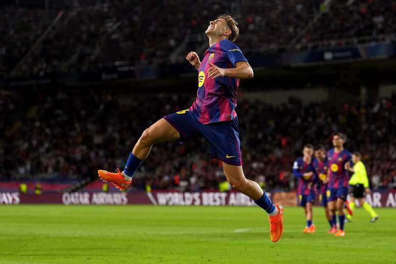 Ferm&iacute;n comemorando um dos gols do Barcelona 