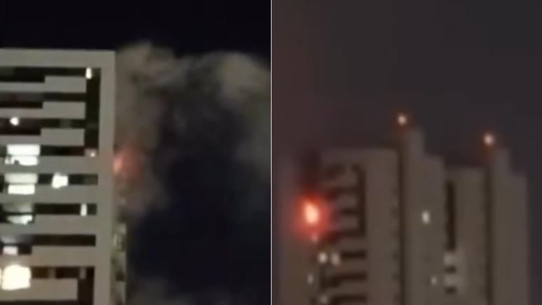 Incêndio atinge prédio no Recife e morador pede ajuda com lanterna de celular