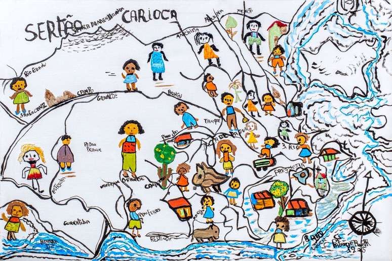 Mapa do Sert&atilde;o Carioca, obra de Patr&iacute;cia Ruth, de 2015, est&aacute; na exposi&ccedil;&atilde;o Regresso ao Sert&atilde;o, no Rio de Janeiro.