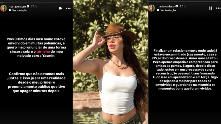Maria Venture still talks about the breakup with Yasmin Santos