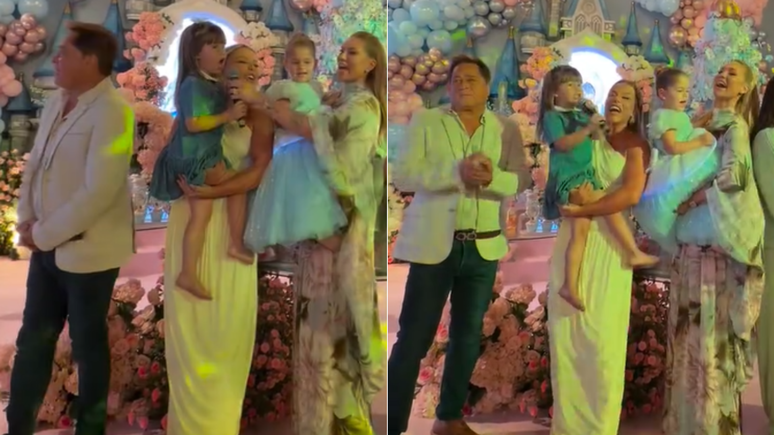 Leonardo comemora aniversário da neta Maria Flor, mas caras e bocas durante fala de Virgínia chamam atenção