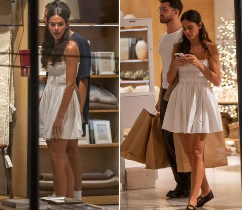 Bruna Marquezine e Jo&atilde;o Guilherme s&atilde;o clicados em shopping no Rio
