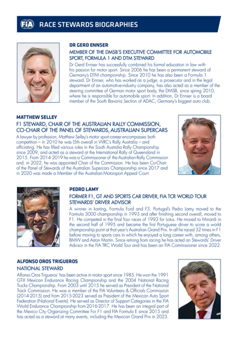 Comiss&aacute;rios principais do ultimo GP da Cidade do Mexico