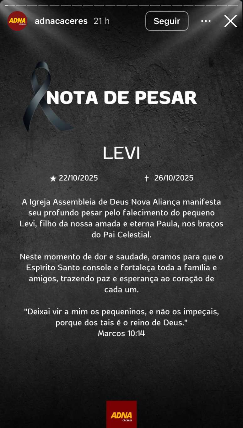 The Assembly of the New Covenant of God (ADNA) released an official statement lamenting the death of the child The Assembly of the New Covenant of God (ADNA) released an official statement lamenting the death of the child