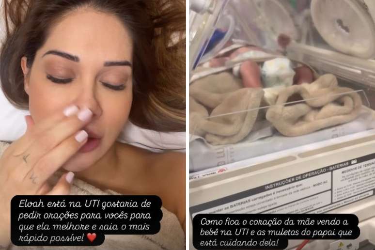 Ma&iacute;ra Cardi atualiza sa&uacute;de da filha | Filha de Ma&iacute;ra na UTI