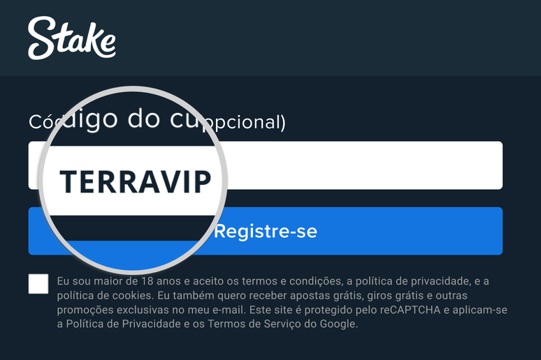 Código da Stake pode ser usado na hora do cadastro