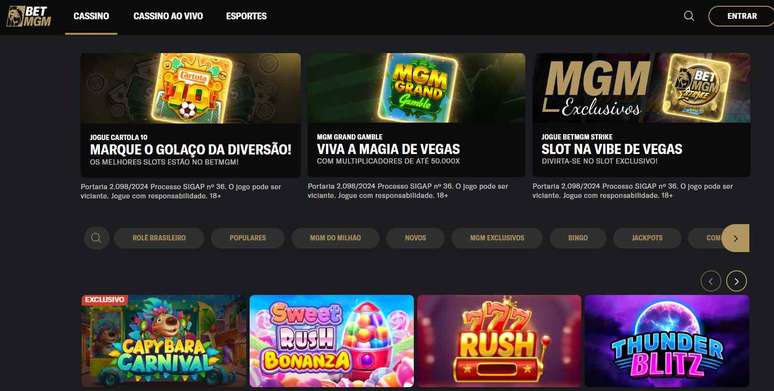 Cassino da BetMGM tem promoções e diversos jogos