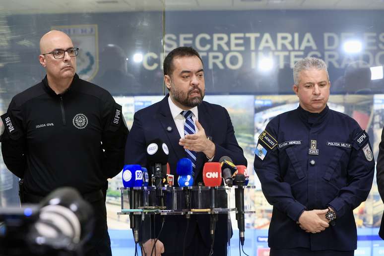 Governador do Rio em coletiva sobre a Opera&ccedil;&atilde;o Conten&ccedil;&atilde;o, nos Complexos da Penha e do Alemão, nesta ter&ccedil;a