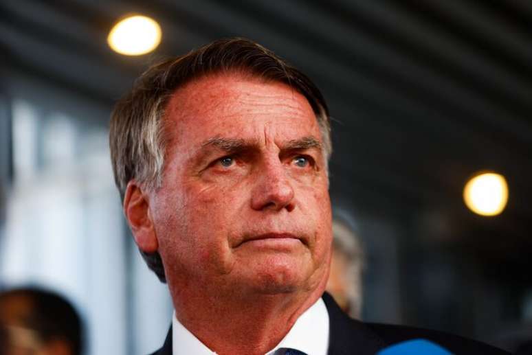 O ex-presidente Jair Bolsonaro em entrevista coletiva após se tornar réu no Supremo Tribunal Federal (STF) por tentativa de golpe de Estado