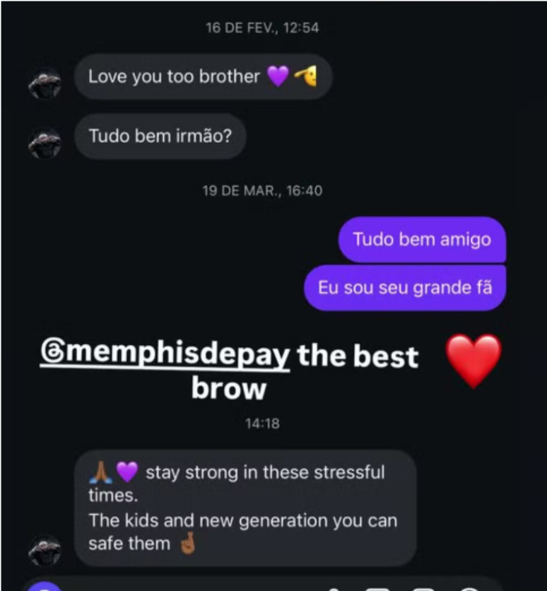 Conversa entre Oruam e Depay