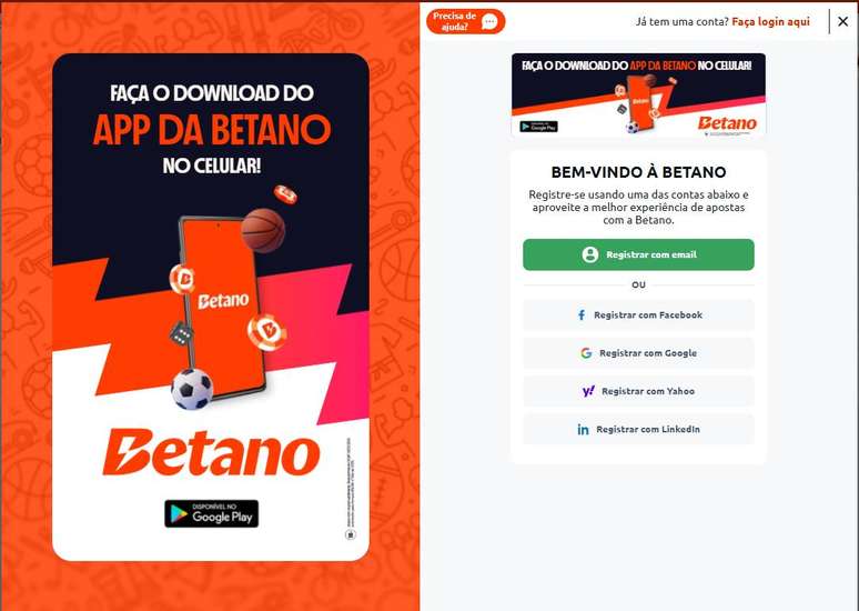 Abrir conta na Betano é rápido e fácil