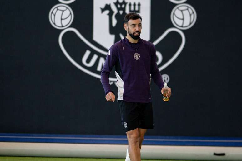 Bruno Fernandes durante treinamento do United &ndash;