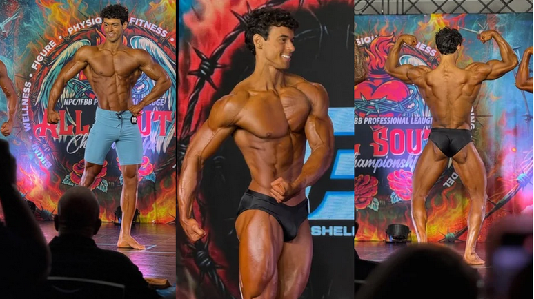 Son of Carla Perez and Xanddy participates in the bodybuilding championship
